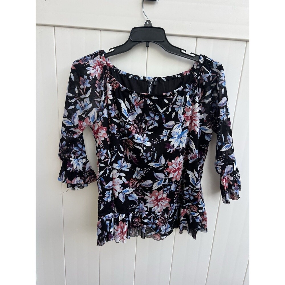 Zoe + Phoebe Womens Large Floral Top Boho Lined